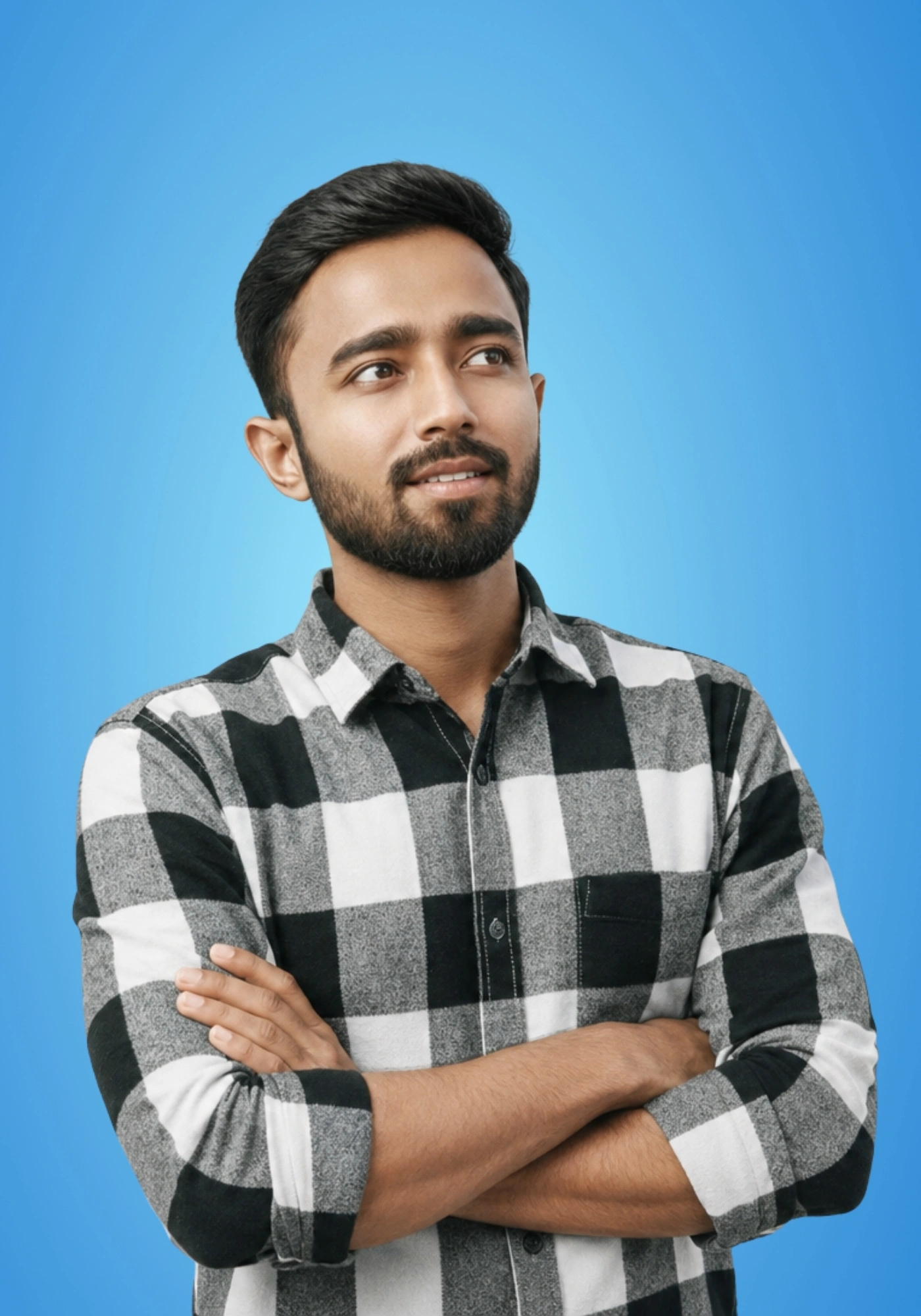 Mobarok Hossain working at a professional video editing workstation